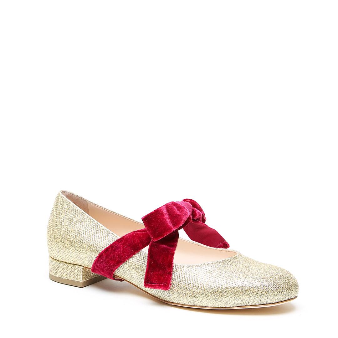 Personalized Gold Glitter Ballet Flat + Red Velvet Marie | Alterre Create Your Own Shoe - Sustainable Shoe Brand & Ethical Footwear Company
