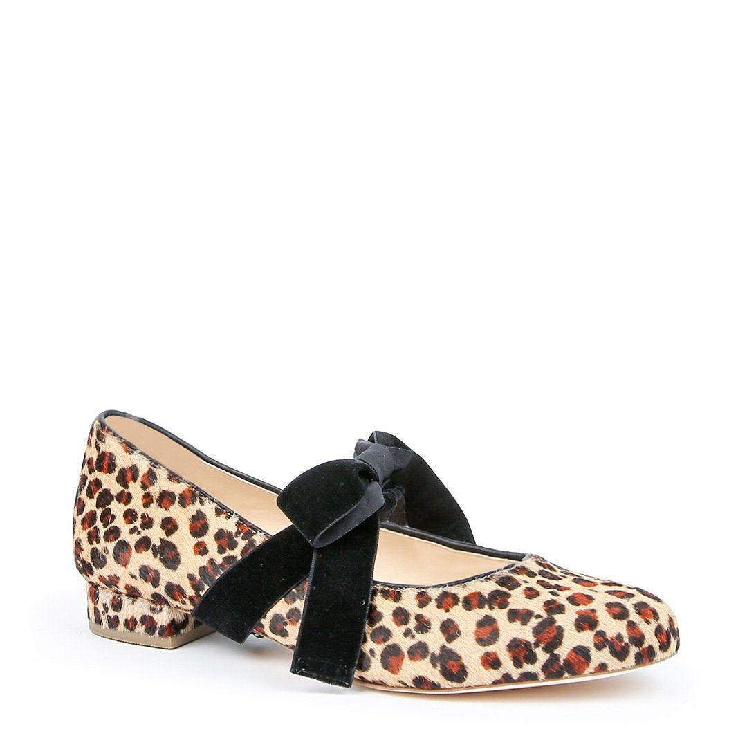 Customizable Leopard Ballet Flat + Black Velvet Marie Strap | Alterre Make A Shoe - Sustainable Shoes & Ethical Footwear
