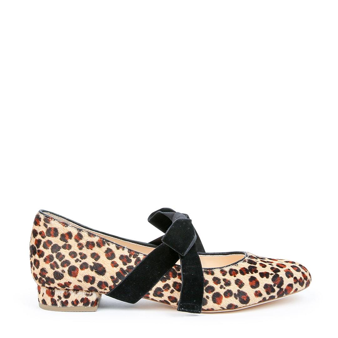 Leopard Customizable Ballet Flat + Black Velvet Marie Strap | Alterre Interchangeable Shoes - Sustainable Footwear & Ethical Shoes