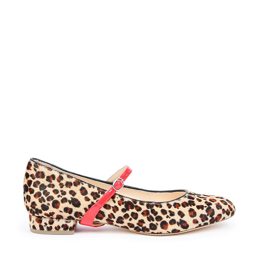 Leopard Customizable Ballet Flat + Red Gloss Twiggy Strap | Alterre Interchangeable Shoes - Sustainable Footwear & Ethical Shoes