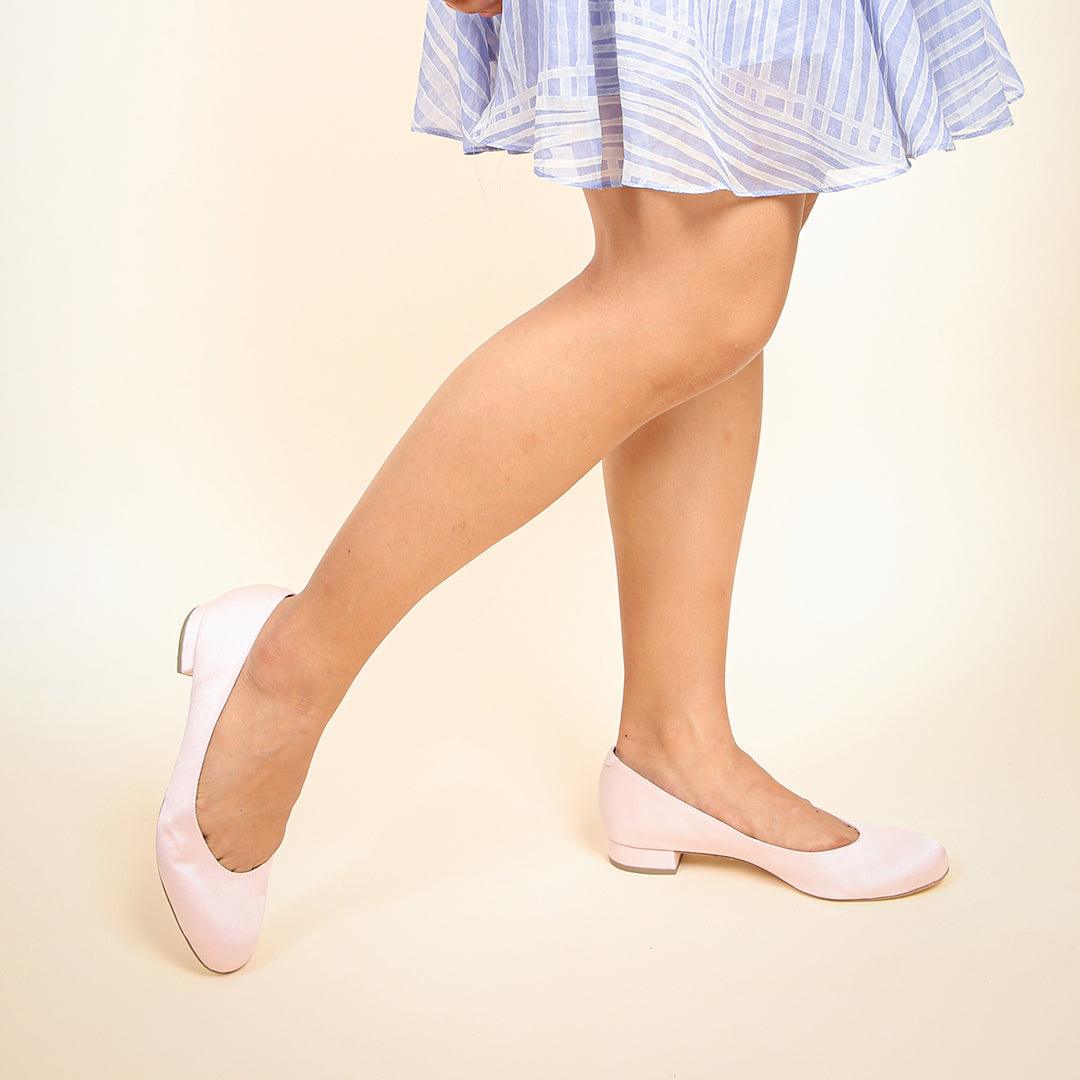 Customizable Rose Satin Ballet Flats + Detachable Twiggy Strap | Alterre Design Your Own Shoes - Sustainable Footwear