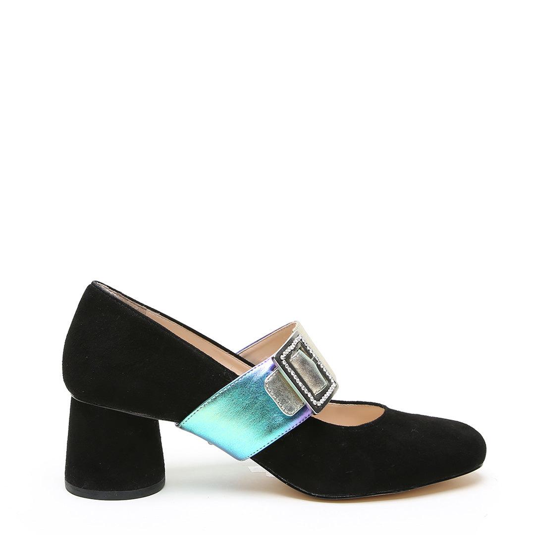 Customizable Black Suede Ballet Pump + Galaxy Grace | Alterre Interchangeable Shoes - Sustainable Footwear & Ethical Shoes