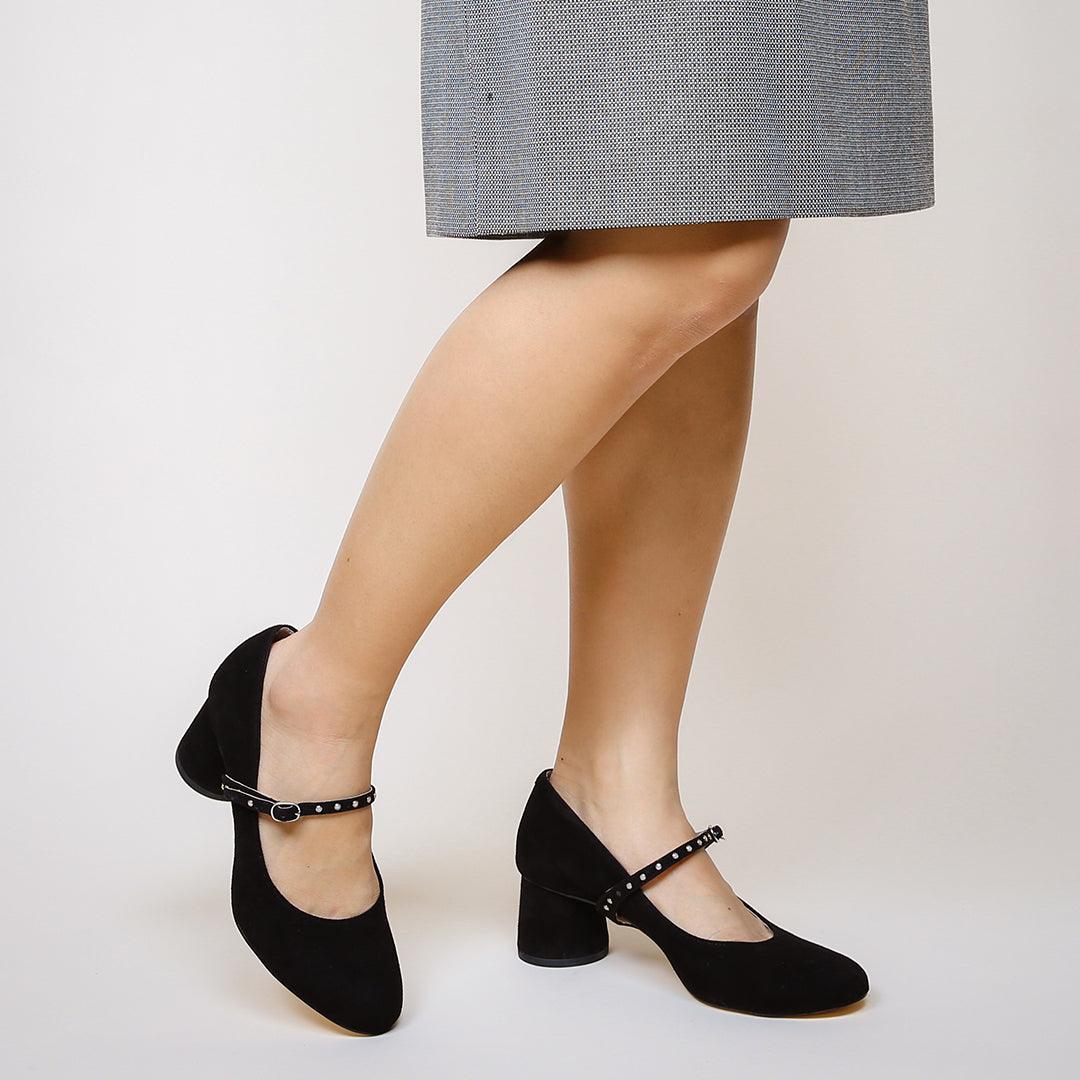 Personalized Black Suede Ballet Pump + Studded Twiggy | Alterre Create Your Own Shoe - Sustainable Shoe Brand & Ethical Footwear Company

