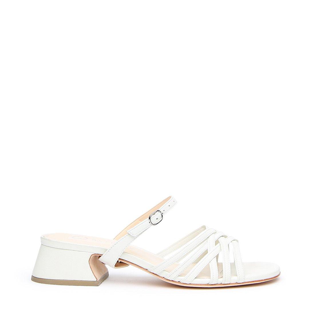 White Customizable Sandal + Twiggy Strap | Alterre Interchangeable Shoes - Sustainable Footwear & Ethical Shoes