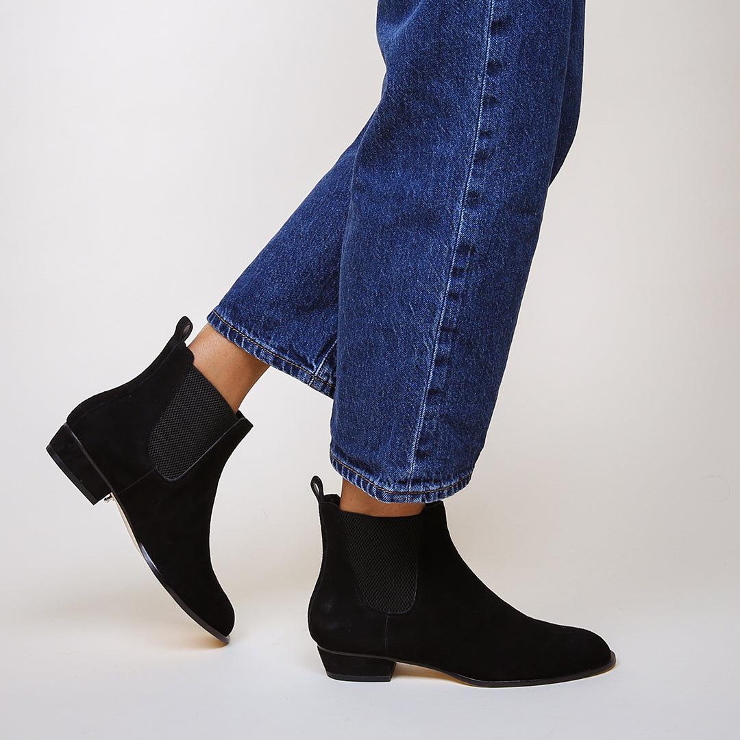 Black Suede Chelsea Boot | Alterre Customized Shoes - Women's Ethical Ballet Flats, Sustainable Footwear

