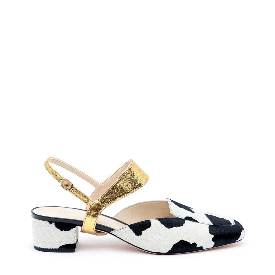 Cow Customizable Loafer + Gold Elsie Strap | Alterre Interchangeable Shoes - Sustainable Footwear & Ethical Shoes