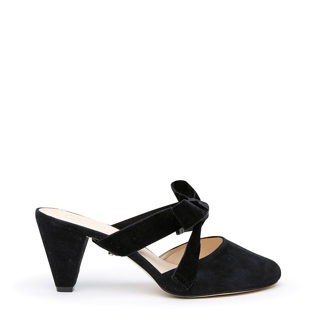 Black Suede Mule + Black Velvet Marie Strap | Alterre Interchangeable Shoes - Sustainable Footwear & Ethical Shoes