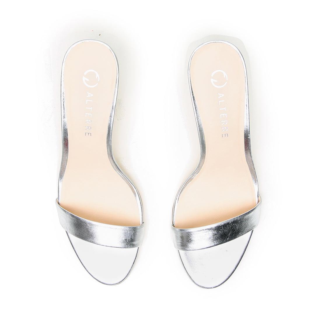 Silver Open Toe Heel | Alterre Customized Shoes - Women's Ethical Heels, Sustainable Footwear