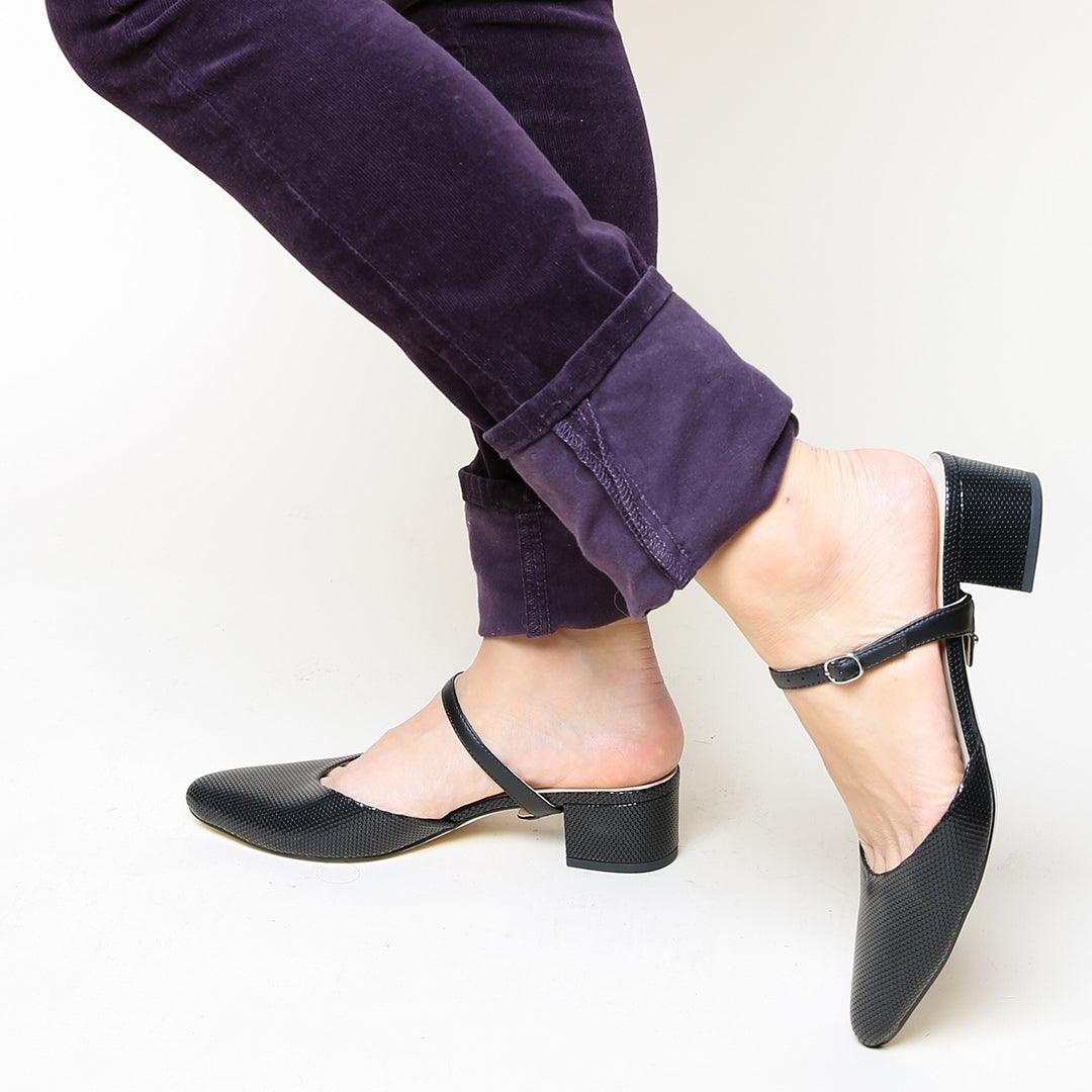 Rattlesnake Black Personalized Womens Slides + Black Twiggy Strap | Alterre Create Your Own Shoe - Sustainable Footwear Brand & Ethical Shoe Company
