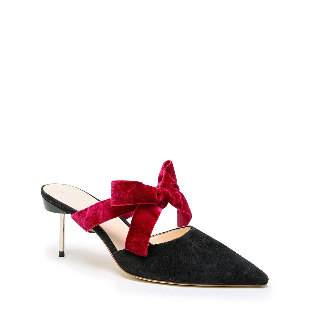 Black Suede Stiletto + Red Velvet Marie | Alterre Make A Shoe - Sustainable Shoes & Ethical Footwear