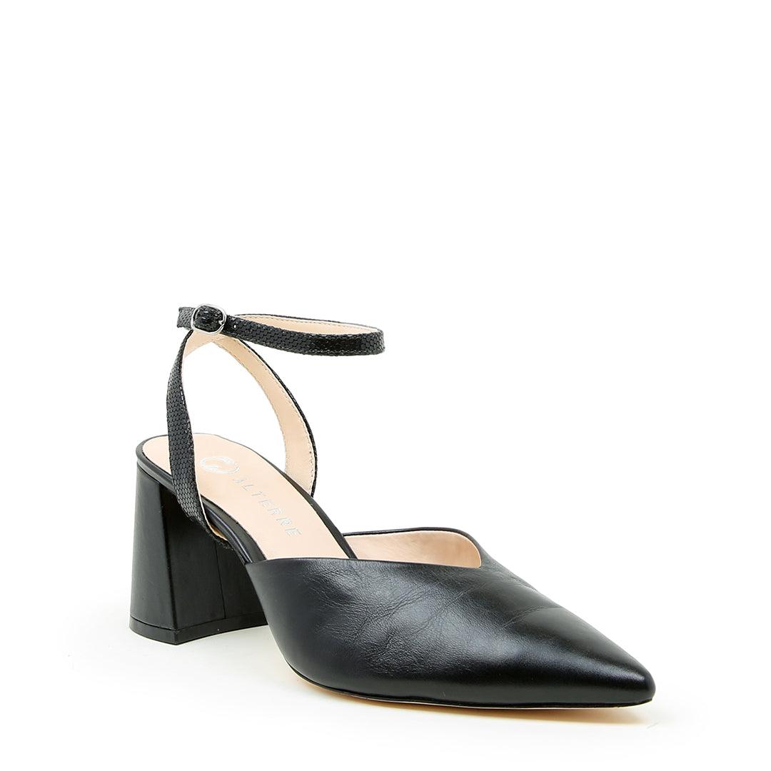 Black V Mule + Rattlesnake Marilyn | Alterre Customizable Shoes - Women's Ethical Shoe Brand, Eco-friendly footwear