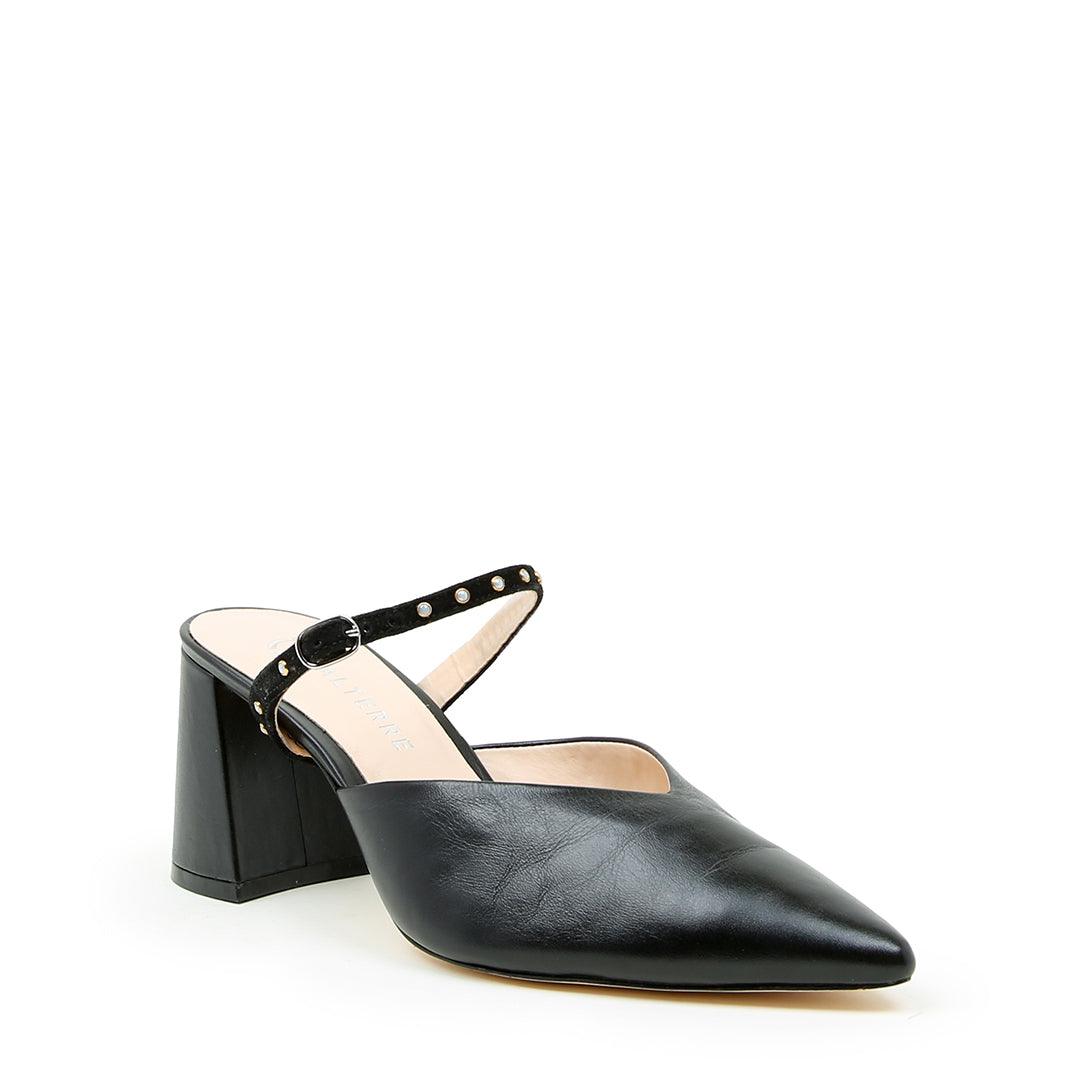 Black V Mule + Studded Black Twiggy | Alterre Customizable Shoes - Women's Ethical Shoe Brand, Eco-friendly footwear