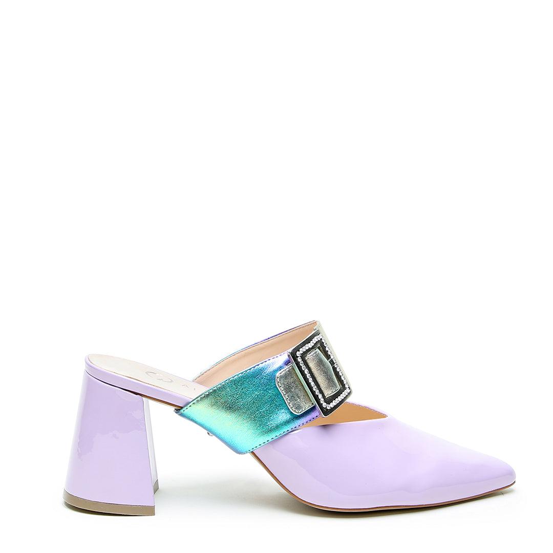 Lilac Gloss V Mule + Galaxy Grace | Alterre Make A Shoe - Sustainable Shoes & Ethical Footwear