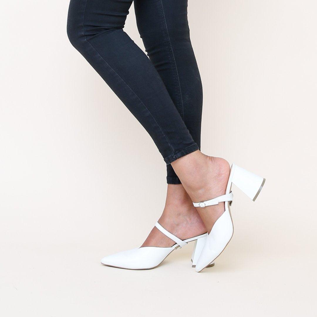 White V Mule + Twiggy Strap  | Alterre Create Your Own Mule - Sustainable Footwear Brand & Ethical Shoe Company